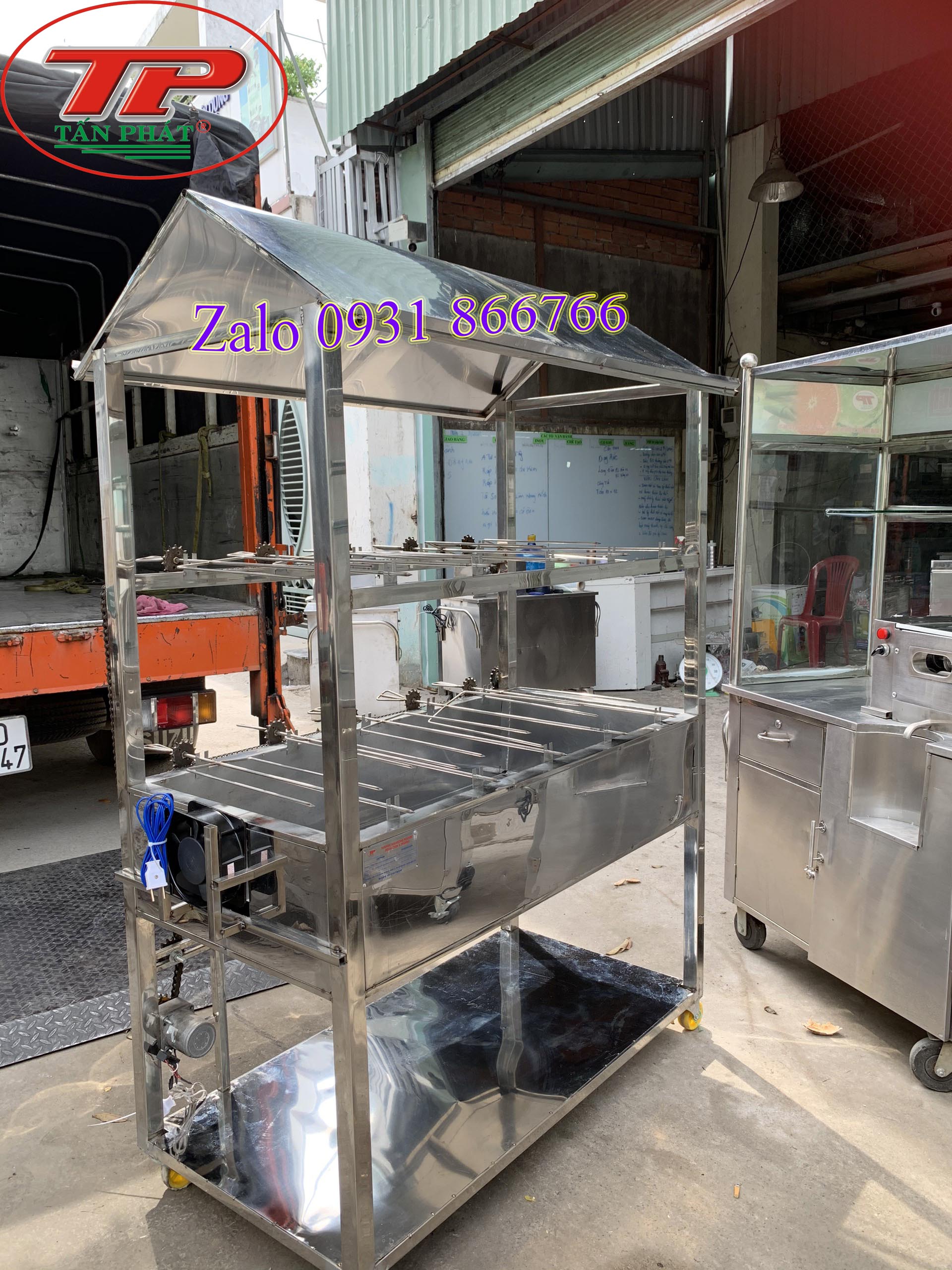 lò quay gà vịt 2 tầng 10 xiên