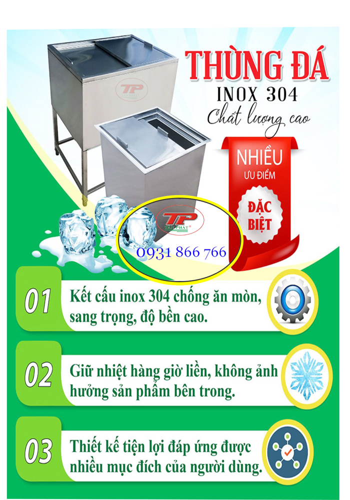 thùng đá inox tấn phát