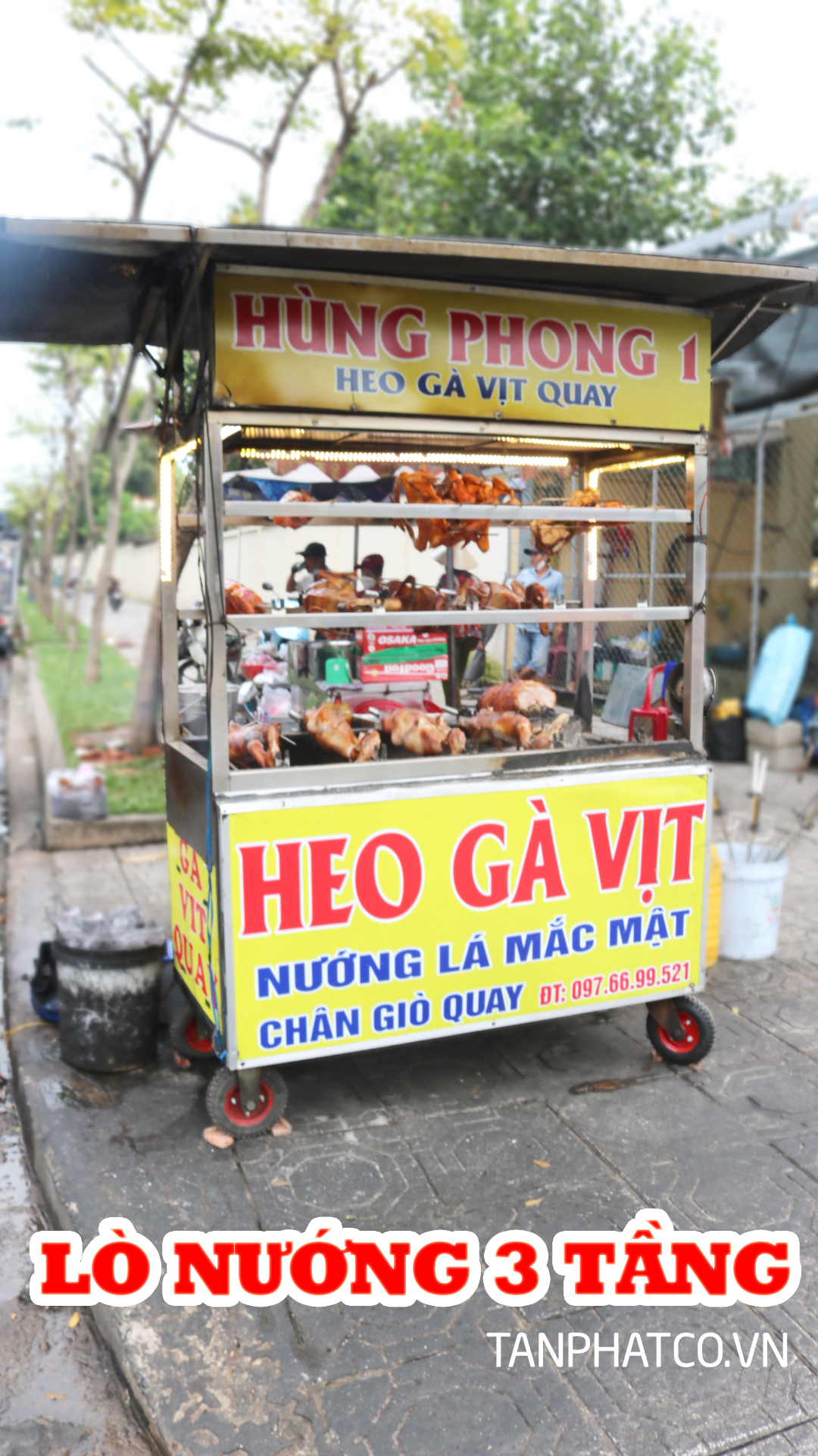 Lò quay gà vịt ,  3 tầng , kèm mái 