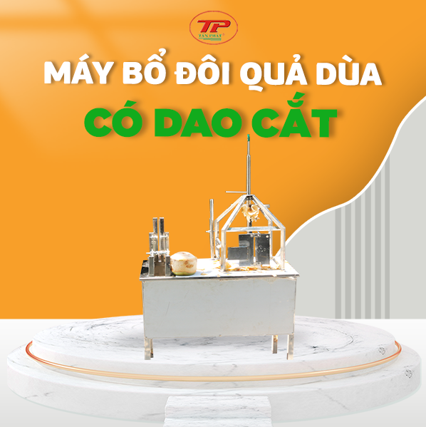 Máy gọt vỏ dừa tươi siêu tốc loại bàn dài có dao cắt đuôi dừa