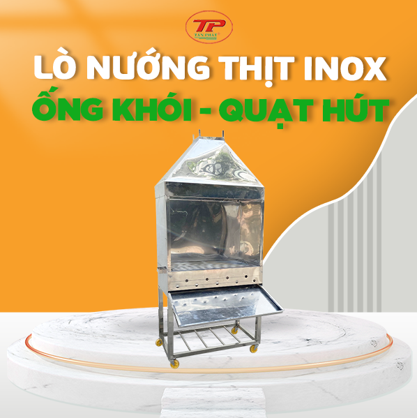 Lò Nướng Thịt Inox Có Ống Khói Kèm Quạt Hút