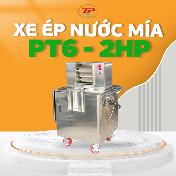 Máy Ép Mía Đầu Ép Liền Thùng Xe PT6-2HP Siêu Tạo Bọt